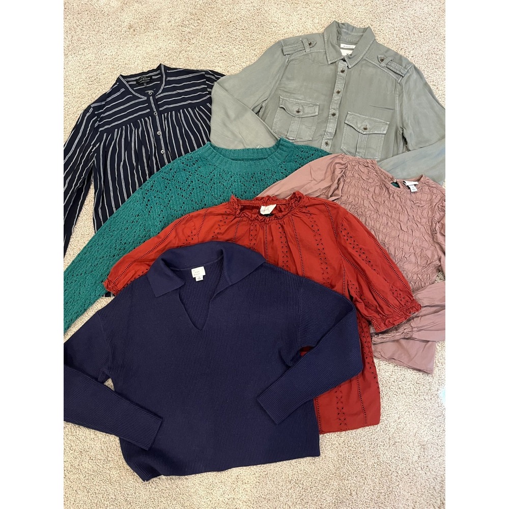 Lot of 6 Women's Fall Casual Tops Size S XS Great Variety Target AE Lucky